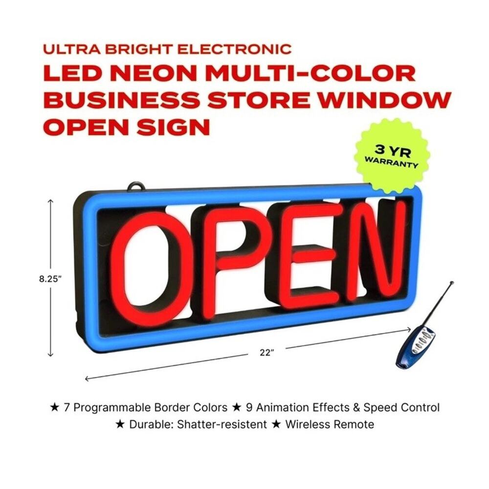Prolite Multi-Color LED Open Sign With Remote Control - Picture 5 of 5